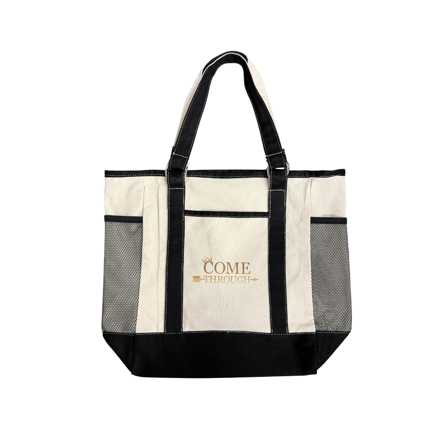 YOUR CLARITY QUEEN/COME THROUGH MESH POCKETS TOTE BAG